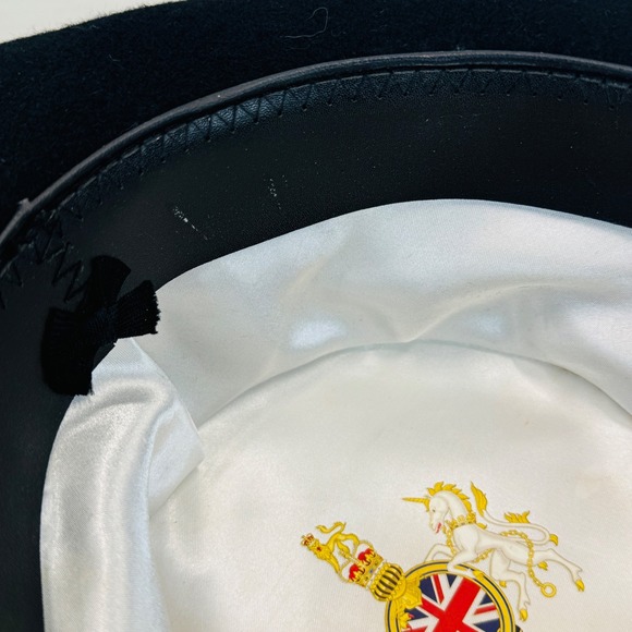 Vintage Equestrian Hunt Top Hat Wool Felt Riding Hat Rear Bow England Victorian - Picture 15 of 15